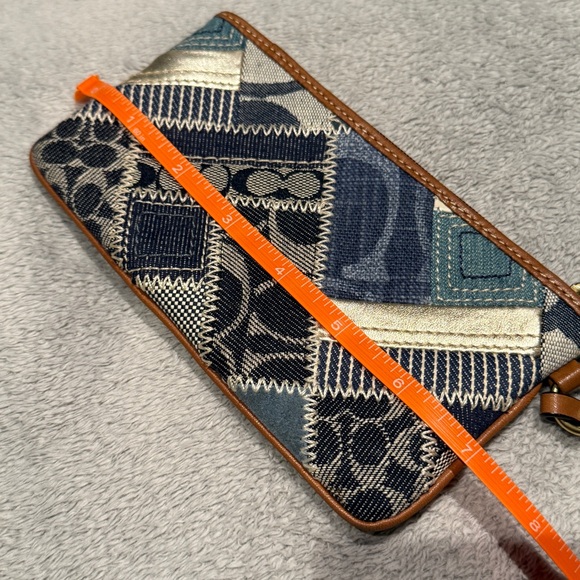 NWOT Coach Signature Indigo Denim and Leather Patchwork Wristlet
